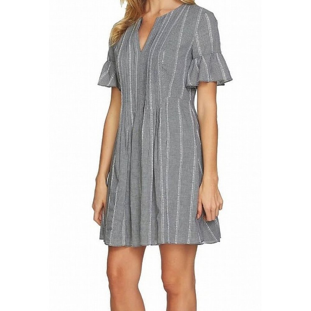 CeCe Gingham NWOT Pintuck A Line Dress sz 6